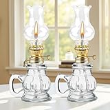 2 Stück Glas Petroleumlampe Öllampe Laterne, Öllampen Aus Glas, Petroliumöllampe Vintage Petrollampe Kerosinlaterne Petroleum Lampen Öl Lampen, Für Wohnzimmer, Esszimmer, Garten, Notfalleinsatz