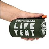 Go Time Gear Life Tent Notfallzelt – Biwakzelt für 2 Personen – Geeignet als Notfallzelt und -Schutz, Rohrzelt, Survival Ausrüstung – Zelt 2 Personen mit Survival-Pfeife und Paracord-Kordelzug - Grün