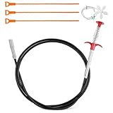 5-Teiliges Set Rohrreiniger Spirale, Abflussspirale Spülbecken Reinigungshaken, Krallengreifer Edelstahl Rohrreinigungsspiralen, Abflussschlange Abflussreiniger Spirale für Küche und Bad Abflüsse