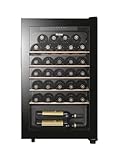 Haier HWS33GG Weinkühlschrank / 33 Flaschen / 83 cm Höhe / 1 Zone/UV undurchlässige Glastür / 5 Holzablagen/LED Beleuchtsystem/Vibrationsarmer Kompressor/hOn App, Schwarz