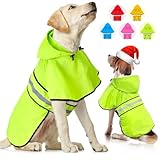 Weesiber Hunderegenmantel, Reflektierender Hund Regenmantel mit Leinenloch, wasserdichte Regenjacke Hunde Verstellbarer Hundeponcho Mit Kapuze (S, Grün)