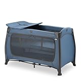 hauck Kinderreisebett Play N Relax Center mit Neugeboreneneinhang, Wickelauflage, Transporttasche, XL Schlupf, Klein Zusammenklappbar, Baby Reisebett Kleinkind ab Geburt bis 15 kg (Dark Blue)