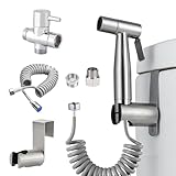 MUMENG Bidet Handbrause für Toilette Set mit 3 Wege Ventil(G1/2'et G3/8'),Edelstahl Bad Bidet Brause Duschkopf Aufsatz,Handbrause Dusche für die Tägliche Körperhygiene und Badreinigung