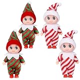 4 Stück Mini-Puppe Elf Weihnachten Baby Winziger Weihnachtself für Mädchen und Jungen,Puppe Baby Elf im Regal Weihnachten Neuheit Spielzeug Puppen Elfen Baby Spielzeug für Weihnachten Neujahr Geschenk