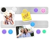 DUJEQM Magnettafel Memotafel Magnetwand Pinnwand Magnetisch Selbstklebend Magnetleiste Memoboard Edelstahl Metallband Magnetleisten Magnetboard mit 7 Magnete für Büro Fotos Fotowand Dokumente 2 Stück