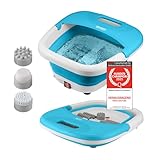 TZS First Austria - Fußsprudelbad Fußmassagegerät klappbar 450W mit 3 Aufsätzen & 8 Massagerollen - Fußbad mit Vibrations- & Luftblasenmassage, Infrarot- & Heizfunktion - Elektrische Fußbadewanne
