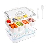 Dayysiuy Geteiltes Servierbrett | Snackle Kühlfunktion Unterteilte Servierplatte Mit Deckel - Wiederverwendbare Servierplatte mit acht Fächern für Picknick Schule Charcuterie Süßigkeiten Camping und