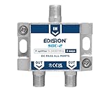 EDISION SDC-2 SAT-Verteiler Splitter 2-Fach geignet für TV, Satellit, Kabel-Fernseher, Radio, Unicable, Frequenzbereich 5-2400Mhz, DVB-S2, DVB-T2, DVB-C, DC Durchgang, 2-Wege