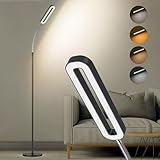 Amdelne Stehlampe Wohnzimmer Schwarz, Moderne Stehlampe LED Dimmbar, 12W 1400LM Stehleuchte Leselampe mit Fernbedienung, 6 Szenenmodi, Timing-Funktion, Sofa Lampe für Schlafzimmer Arbeitszimmer Büro