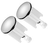 Aoyfuwell Waschbeckenstöpsel, 2 STK verchromte Abflussstopfen, Universal Badewannenstöpsel Höhenverstellbar, Abfluss Stöpsel mit Dichtung für Küche Bad Handelsüblichen Waschbecken (Weiß)