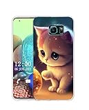 Sunrive Hülle Kompatibel mit Samsung Galaxy S6 Edge Silikon,Transparent Handyhülle Schutzhülle Etui Karikatur Muster Weiches TPU Silikon Case (Katze, Ball) MEHRWEG