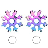 2 Stück 18-in-1-Schneeflocken-Multitool, Schneeflocken-Handwerkzeug aus Edelstahl, Schraubenzieherschlüssel und Flaschenöffner usw. Abenteuerwerkzeug für Outdoor-Reisen, Camping (Mehrfarbig)