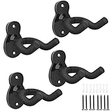 MoKo Gitarren Wandhalterung, 4 Pack Metall Gitarrenwandhalter Gitarren Haken Wand Gitarrenhalter für Wandmontage Gitarrenständer für Bass Akustikgitarre E-Gitarre Ukulele - Schwarz