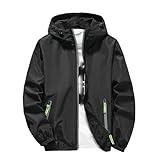 MQMYJSP Herren Reißverschlussjacke für Frühling und Herbst Outdoor trendig Teenager black XL