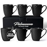 MIAMIO – 6 x 400 ml – Kaffeetassen Set/Becher – Moderne Keramik Tasse Matt – Kaffeetasse groß – Palmanova Kollektion (Schwarz)