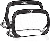 Goal Star Pop-Up Fußball Tor Torwand 120x80x80cm; Selbstaufbauendes Automatik Fussball-Tor klappbar mit Tragetasche (2X Schwarz)