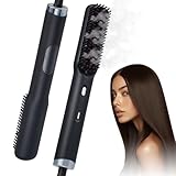 Glättbürste - Keramische Haarglätter Bürste, Glättungsbürste Mit Ätherischem Öl, Die 200 Millionen Negative Ionen Für Mehr Volumen Abgibt Und Das Haar Weich Und Glänzend Macht, Mit 2 Ätherischen Ölen