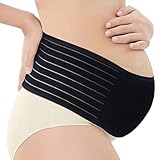 Rynvarl Schwangerschaftsgürtel mit Rücken- & Bauchstütze – Verstellbarer und atmungsaktiver Bauchgurt für Schwangere – Ideal für Alltag, Autofahrten, Yoga oder die Erholung nach der Geburt, Schwarz