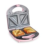 GreenChef Electric Sandwichmaker, PFAS-freie Gesunde Keramik-Antihaft, Panini, Sandwichtoasts, Grill, Leicht zu Reinigende Grillplatten, Dual Kochen, Kompakt, LED & Verschließbarer Deckel, Rosa