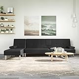 LVHUIDEH Moderne L-Form Sofa für Wohnzimmer Büro, Schlafsofa mit 2 Kissen, 255 x 140 x 70 cm, Kunstleder (75% Polyvinylchlorid, 5% Baumwolle, 20% Polyester), Sperrholz, Metall