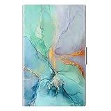 FINTIE Visitenkartenetui Kartenetui, Premium Slim Scheckkartenhülle Kreditkartenetui aus Edelstahl, beschichtet mit hochwertigem Kunstleder für Damen Herren, Smaragd Marmor