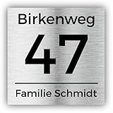 Premium Hausnummer Silber Gebürstet | individuell anpassbar | Aluverbund | UV Direktduck | Beständig | Witterungsfest | Art.Nr. H1010