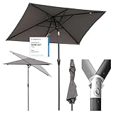 Sekey 210 × 140 cm Aluminum Sonnenschirm Marktschirm Gartenschirm Terrassenschirm Sonnenschutz Cappuccino UV 50+ Rechteckig