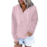 Generisch Damen Kapuzenpullover Einfarbig Rundhals Sweatshirts Oversize Tunnelzug Sweatjacke Langarm Hoodies Knöpfen Hoody mit Tasche Langarmshirts Autumn-Winter Warm Kapuzenjacke Soft Freizeit Pulli