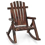 COSTWAY Schaukelstuhl, Schaukelsessel aus Massivholz, Relaxstuhl mit hoher Rückenlehne und Lattenrost Sitz, Schwingsessel, Gartenstuhl für Garten, Terrasse, Balkon