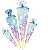 alles-meine.de GmbH Schultüte - Regenbogen Farben & Sterne 35-100 cm Größe wählbar Zuckertüte - Tüllabschluß/Filzabschluß - eckig/rund - Mädchen - klein & groß - Gesc..