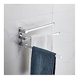 BQQQ Handtuchhalter aus massivem Messing, zusammenklappbar, bewegliche Badetuchstangen, Badezimmer-Kleiderbügelhalter, Wandmontage, mit Nägeln gestanzt, 3 Lagen, drehbar, Gold, 33 cm, f