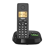 Gigaset Pure 120A - Schnurloses DECT-Telefon mit Anrufbeantworter - ECO DECT - Anrufschutz - beleuchtetes Display - hörgerätekompatibel, anthrazit schwarz [Kompatibel in DE, IT, FR, NL, BE, Che, AUT]