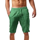 Shorts Herren Sommer Leinenshorts leichte luftige Sommershorts einfarbige lockere Passform Kurze Freizeithose Outdoor Activewearshorts Mit Taschen Männer Jungen Freizeit Sportshorts Turnhose