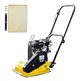 BAMATO Rüttelplatte R-60 mit Gummimatte | inkl. Zubehör | Plattengröße: 430 x 310 mm | 8,2 kN Verdichtungsdruck | Integriertes Fahrwerk | Vibrationsstampfer Bodenverdichter