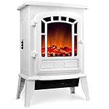 Deuba® Elektrokamin Kaminfeuer 2000W 2 Heizstufen Elektroheizung elektrischer Heizlüfter Elektroofen Elektrokamin mit LED Flammen Dekokamin weiß