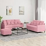 MOBCANT 3-TLG. Sofagarnitur mit Kissen Rosa Samt Sofagarnitur Couch Couchgarnitur Modulares Sofa für Empfangsraum Wohnzimmer Büro Wohnung