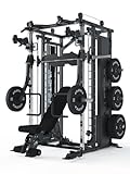 ATLETICA Fortress Multipresse Set | Target | Kraftstation mit B6 Hantelbank, Jammer Arms, Smith Machine & 360° Cable Cross | Kabelzug mit 180kg Steckgewichten