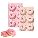 YTSMFL Donut Backform Silikon, 2 Stück Donutform 6 Hohlraum Donut Formen Antihaft Donutblech Backmatte Donuts für Kuchen Kekse Bagels Muffins