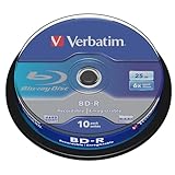 Verbatim BD-R Single Layer Blu-ray Rohlinge 25 GB, Blu-ray-Disc mit 6-facher Schreibgeschwindigkeit, mit Kratzschutz, 10er-Pack Spindel, Blu-ray-Disks für Video- und Audiodateien