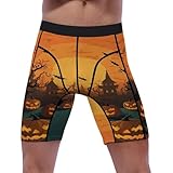 Anceky Halloween Orange Kompressionsshorts Herren Spandex Sportshorts Workout Performance Baselayer Unterwäsche