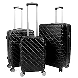 Wangcmcol 3-teiliges Kofferset, Hartschalenkoffer mit TSA-Schloss, Tragkraft 150 kg, 20 Zoll, 24 Zoll, 28 Zoll (schwarz)