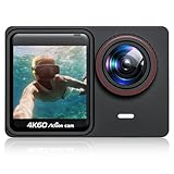 TIMNUT Action Cam 4K 60fps, Unterwasserkamera WiFi Kamera mit 64GB SD Karte,24MP HD 170°FOV mit EIS Helmkamera,131ft Wasserdicht Kamera mit 2 Akkus und Helmhalterung Zubehör Kits