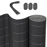 WOLTU PVC Sichtschutzmatte 100 x 300 cm (H x L), Balkon Sichtschutz Sichtschutzzaun mit Kabelbindern, UV-beständig Wetterfest Windschutz Balkonverkleidung Zaunblende für Garten Balkon Terrasse, Grau
