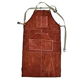 UTTASU Lederner Schweißerschurz mit 6 Taschen für Herren, Heavy Duty Schurz Hitze- und Flammschutz, passend für Schweißen, Schmieden, Schlosserei