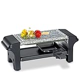 Küchenprofi Raclette TWIN, mit Steinplatte, Raclette für zwei mit Grillplatte aus Granit, Tischgrill für 2 Personen, 2 beschichtete Pfännchen, Mini Raclette 2 Personen, Raclette Grill