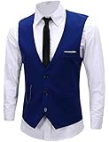 DOKKIA Herren Kleid Weste Anzugweste formelle Business Slim Fit V-Ausschnitt Ärmellose Smoking Jacke mit Kette, Marineblau, XX-Large