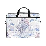 WowPrint Laptop-Hülle, Tier-Einhorn-Pferd, Laptoptasche, Schultergurt mit Griff, tragbare Notebook-Computer-Tasche für 33 cm / 13,3 cm / 14 / 15 Zoll