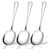 3 Stück Servierlöffel,ServierlöFfel aus Edelstahl,GroßEr LöFfel ServierlöFfel,Buffet Suppenlöffel Salatlöffel Serving Spoon Reislöffel für Großes Bankett Küche Beilagen Restaurant Servierbesteck