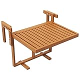 Outsunny Balkontisch zum Einhängen, klappbar Balkonhängetisch, höhenverstellbar Hängetisch, bis 20 kg belastbar, für Terrasse, Garten, Kiefer, 68 x 65 cm, Teak