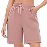 Uniexcosm Bermudashorts Damen Sommer Kurze Sportshorts Damen High Waist Shorts mit Taschen und Kordelzug Freizeitshorts für Badeurlaub Running Gym Rosa M
